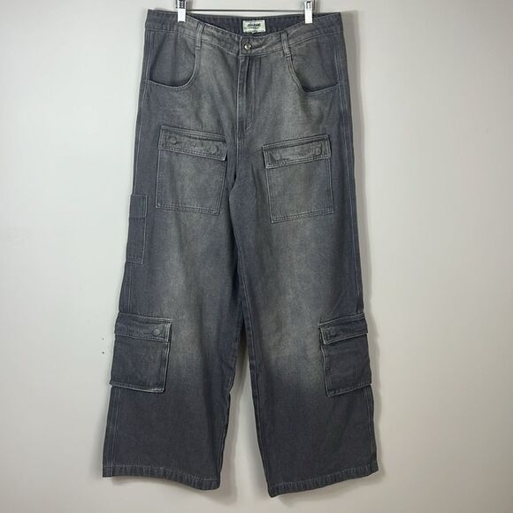NWOT Joshua Mohamed Wide Leg Denim Cargo Pants Baggy Size 36 x 32 - Picture 5 of 11